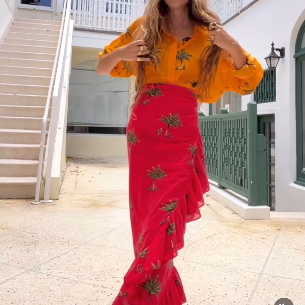 Coniglio palm beach pareo Red Palm Tree Print wrap skirt